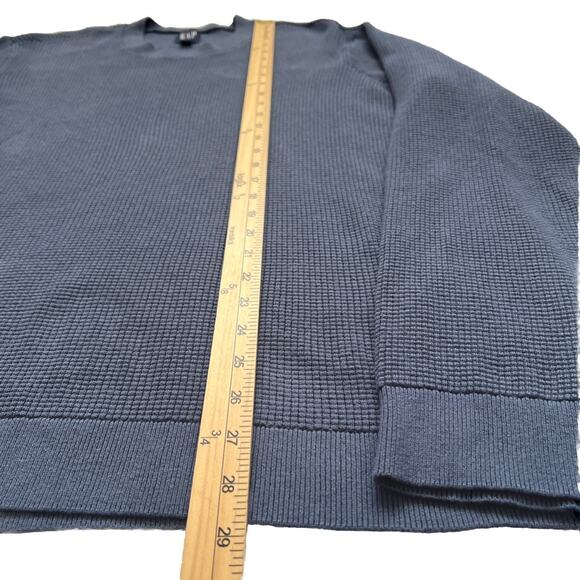 Gap Waffle Knit Sweater Mens XXL Blue Pullover Cotton Blend Crewneck Casual - Picture 8 of 11